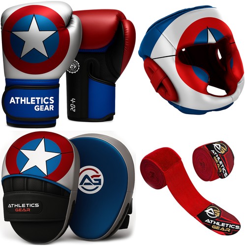 Kids boxing gloves pads head - kids, gloves,