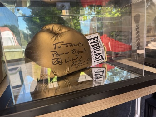 Signed boxing gloves gold - signed,